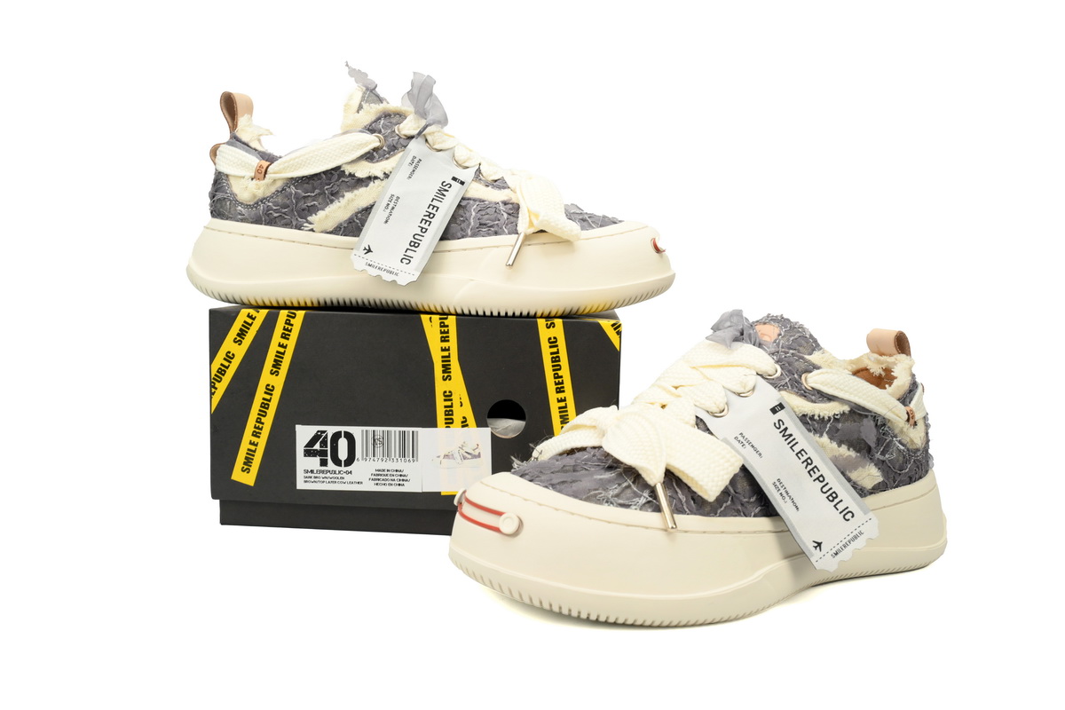 Smilerepublic Silver Frost Rose Tan Jianci Replaceable open mouthed thick soled low cut canvas shoes