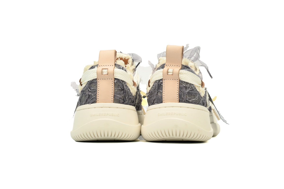 Smilerepublic Silver Frost Rose Tan Jianci Replaceable open mouthed thick soled low cut canvas shoes