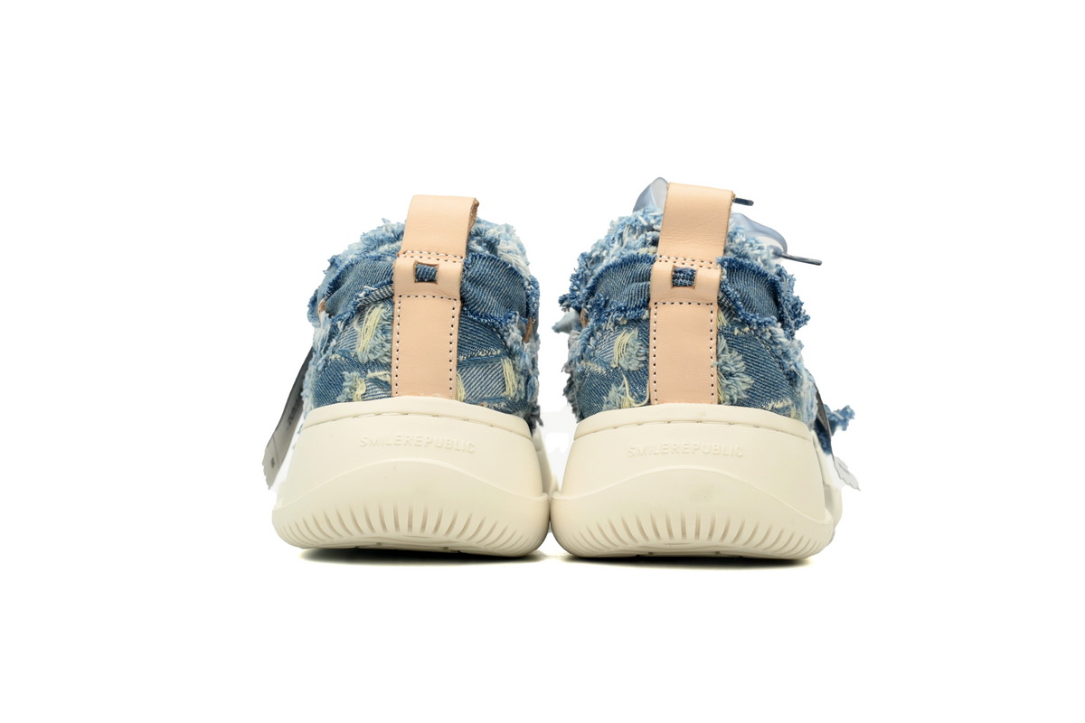 Smilerepublic Woolen blue Tan Jianci Replaceable open mouth low cut canvas shoes