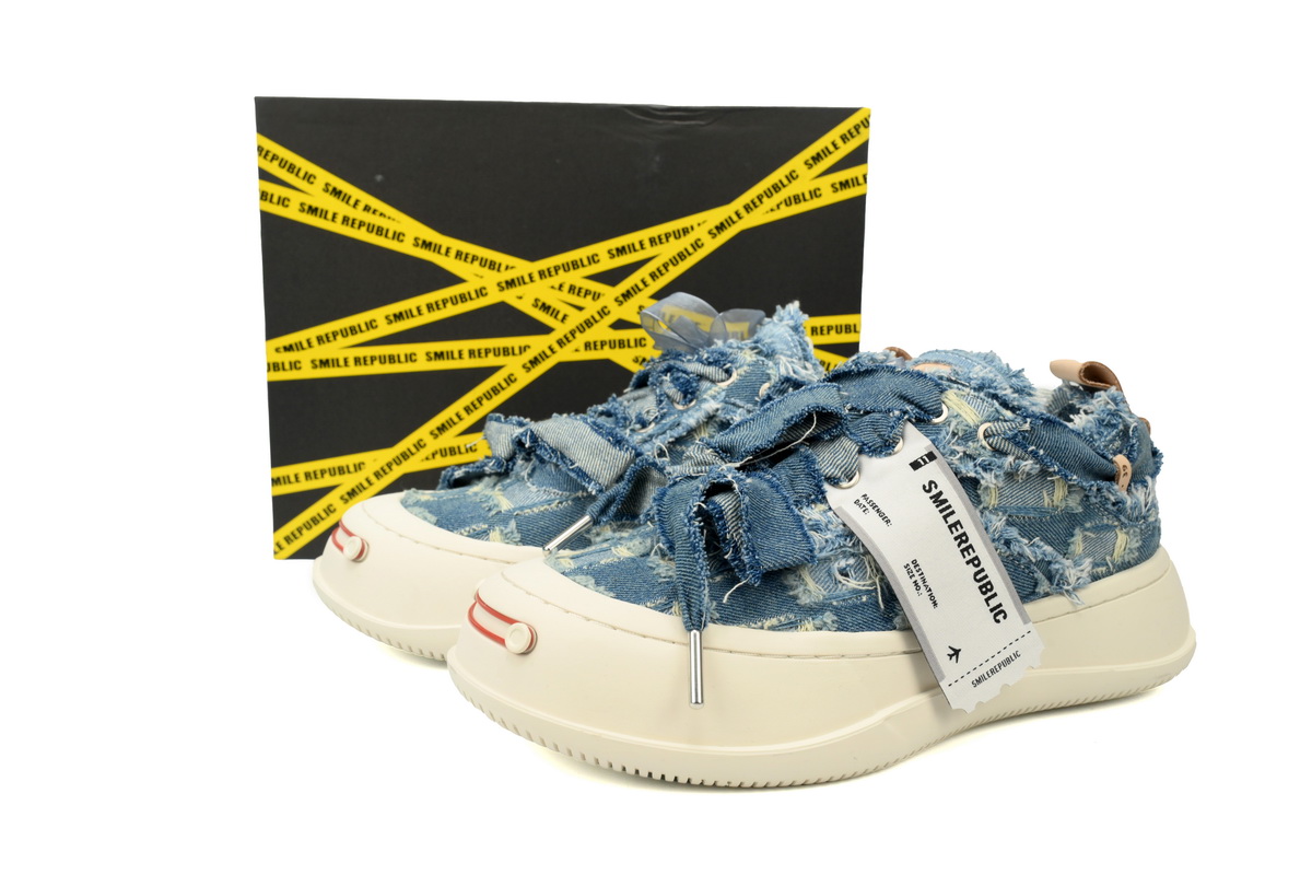 Smilerepublic Woolen blue Tan Jianci Replaceable open mouth low cut canvas shoes