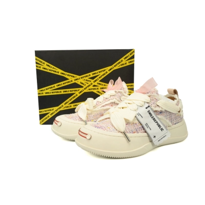 Smilerepublic Xiaoxiangfeng Pink Tan Jianci Replaceable open mouthed fine tweed thick soled low cut canvas shoes 02