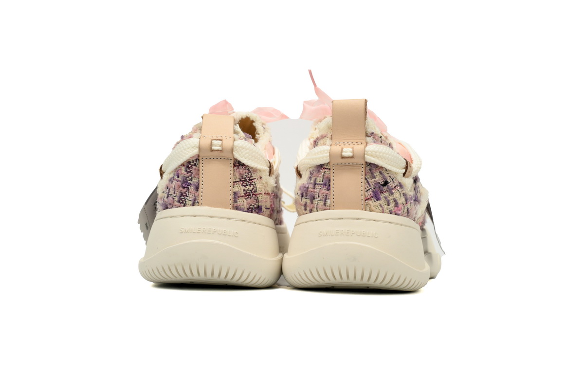 Smilerepublic Xiaoxiangfeng Purple Tan Jianci Replaceable open mouthed fine tweed thick soled low cut canvas shoes
