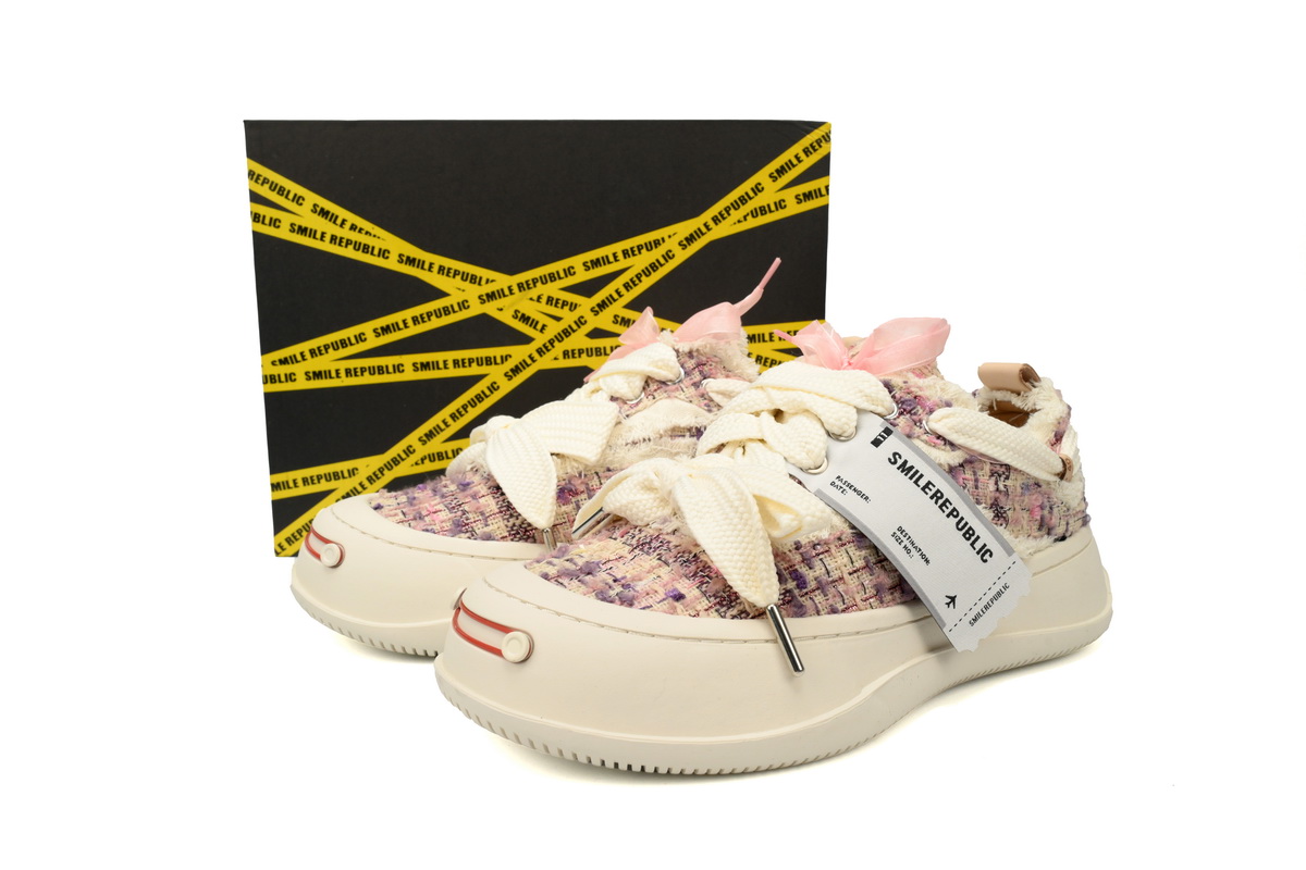 Smilerepublic Xiaoxiangfeng Purple Tan Jianci Replaceable open mouthed fine tweed thick soled low cut canvas shoes