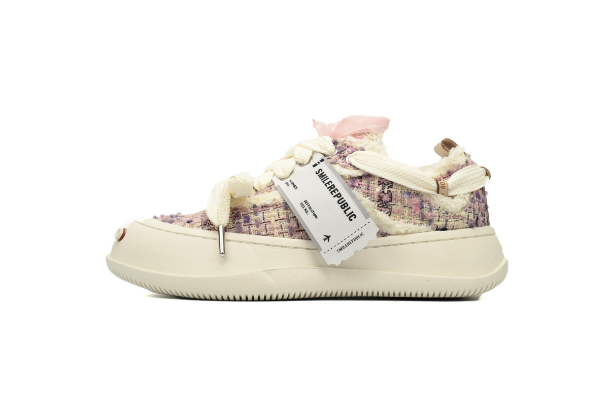 Smilerepublic Xiaoxiangfeng Purple Tan Jianci Replaceable open mouthed fine tweed thick soled low cut canvas shoes