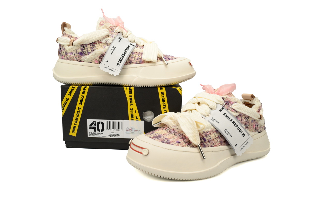 Smilerepublic Xiaoxiangfeng Purple Tan Jianci Replaceable open mouthed fine tweed thick soled low cut canvas shoes