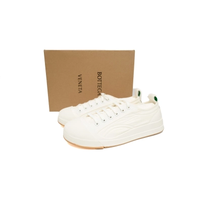 PKGoden Bottega Veneta lace up round toe fashionable sneakers white 02