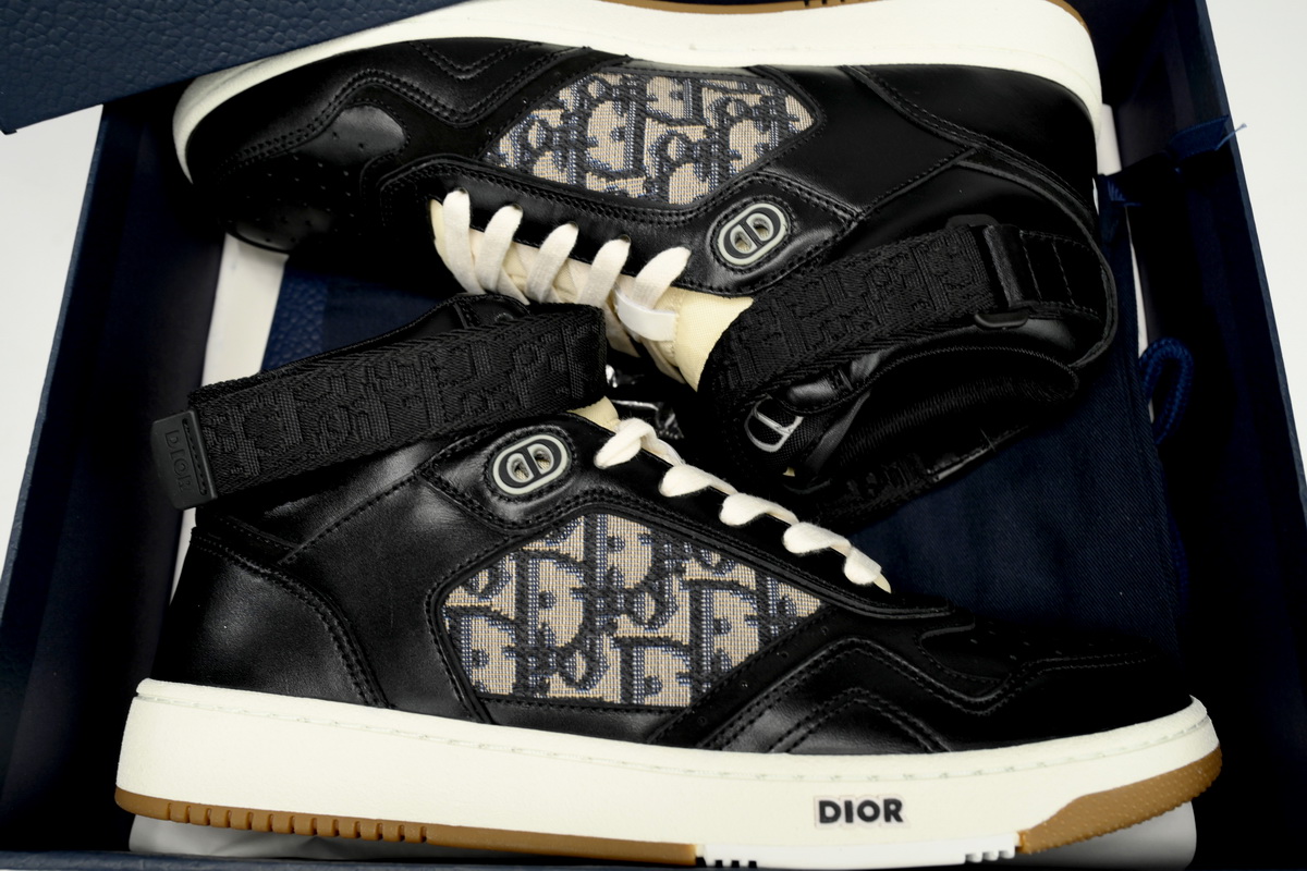 PKGoden Dior B27 Printed Board Shoes High Black 