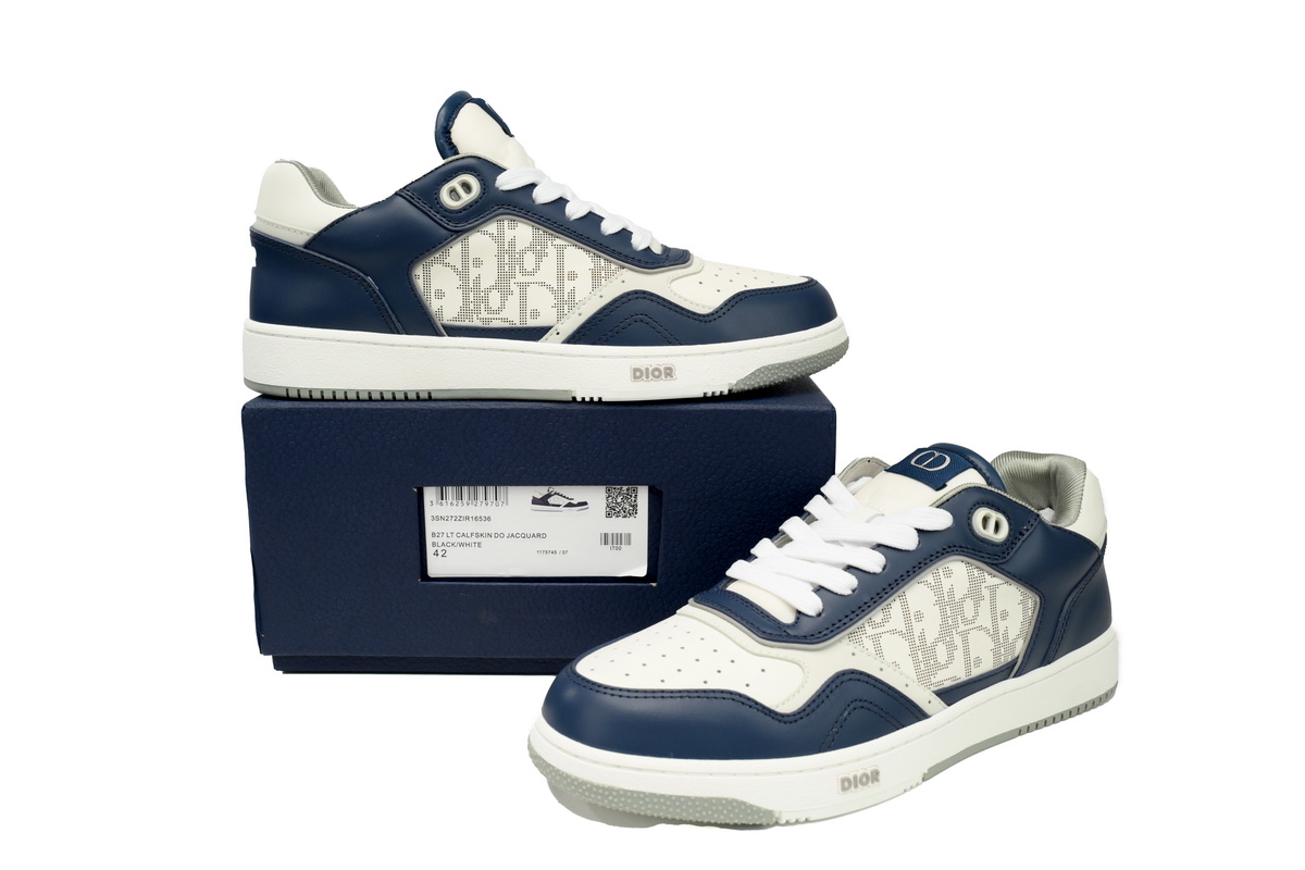 PKGoden Dior B27 Printed Board Shoes Low Purplish Blue