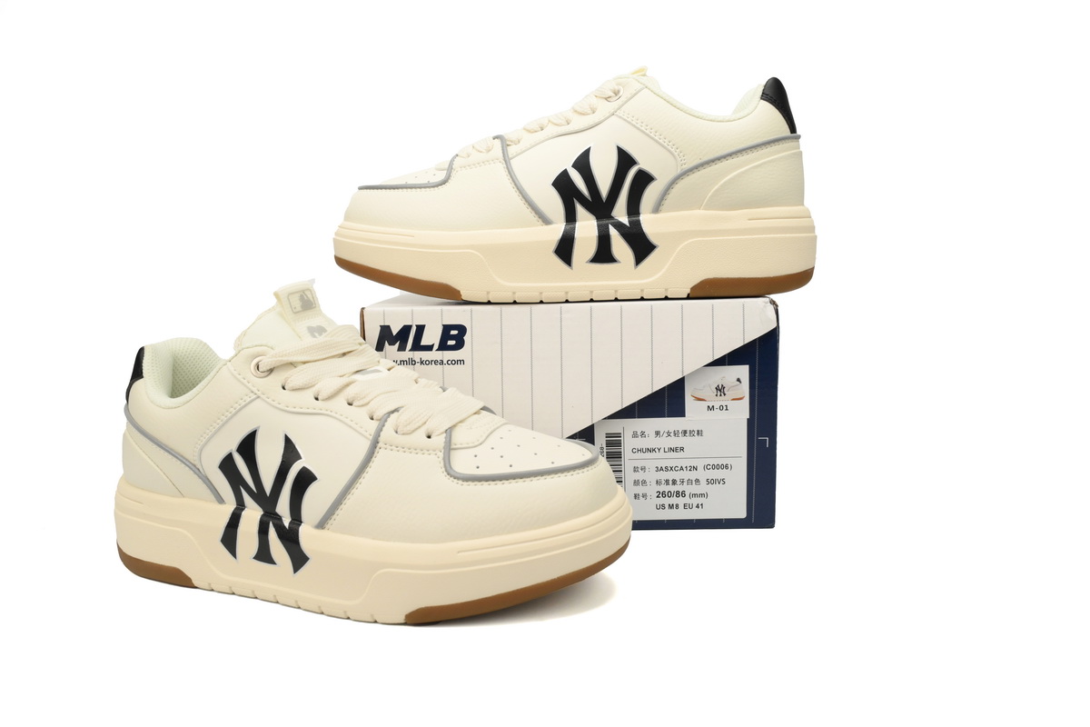 PKGoden Giày MLB Chunky Liner Low New York Yankees Ivory 3ASXGA12N-50IVS