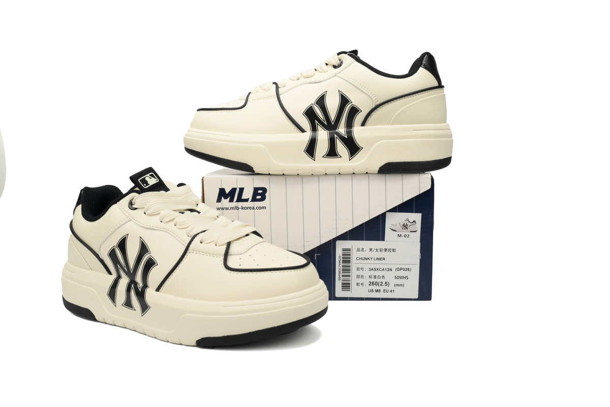 Replica Giày MLB Chunky Liner White Black 3ASXCA12N-50MHS