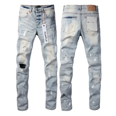Purple Jeans American High Street Blue Distressed Distressed 2024 New Fashion Trend High Quality Jeans 01