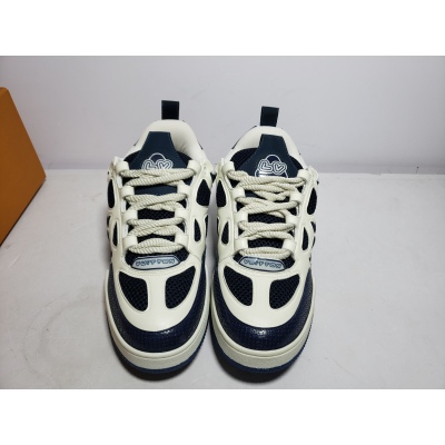 Replica Louis Vuitton Leather lace up Fashionable Board Shoes Blue,51BCOLRB 02