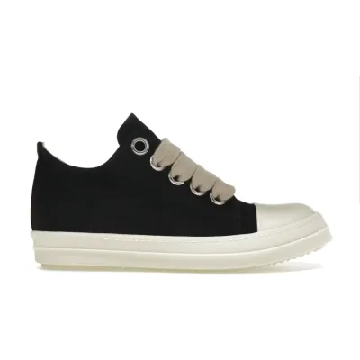 Replica Rick Owens DRKSHDW Canvas Low Top Black Milk 01