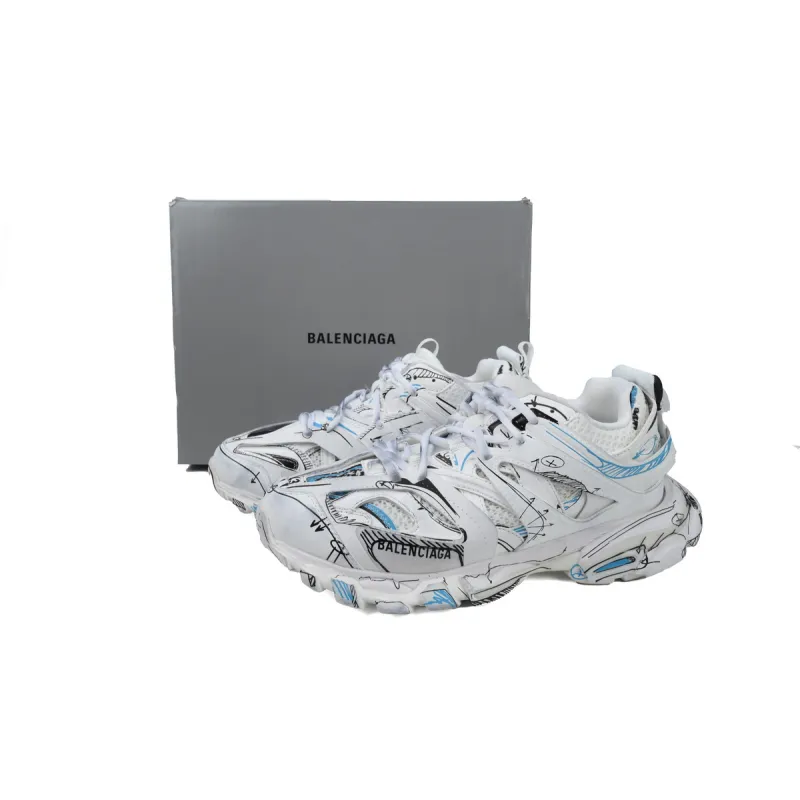 PK Balenciaga 3rd Track Sneake White Blue 542023 W3SRA 9014