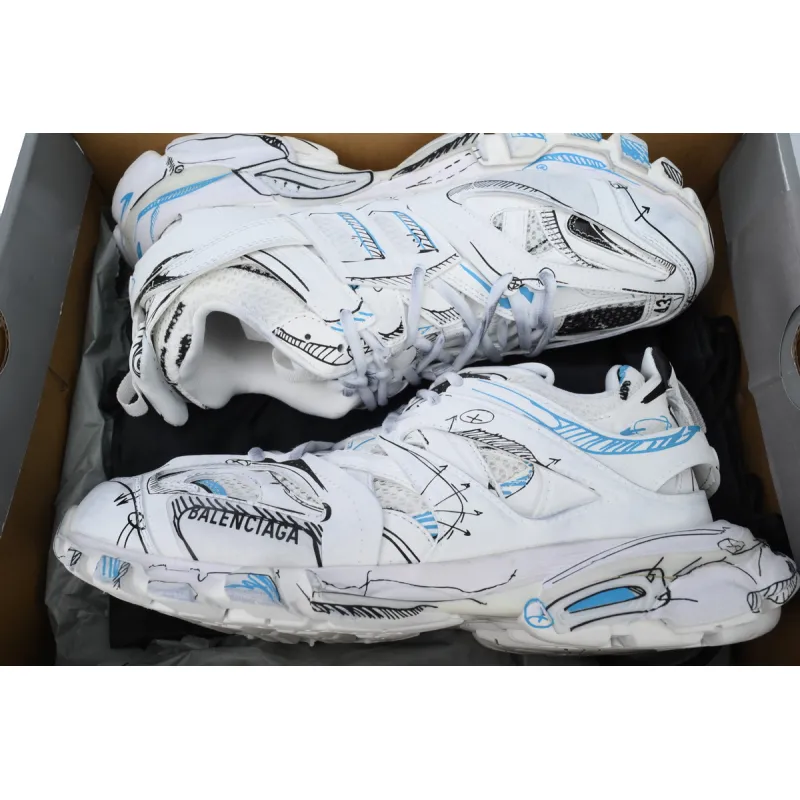 PK Balenciaga 3rd Track Sneake White Blue 542023 W3SRA 9014