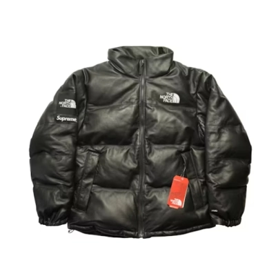 Supreme The North Face Leather Nuptse Jacket black 01
