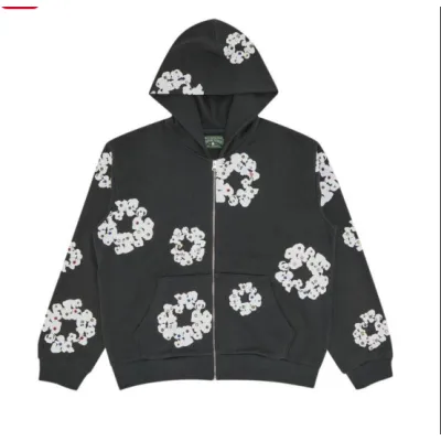 Denim Tears Rhinestone Wreath Zip Hoodie 'Vintage Black' 01