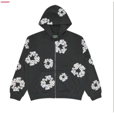 Denim Tears Rhinestone Wreath Zip Hoodie 'Vintage Black' 01