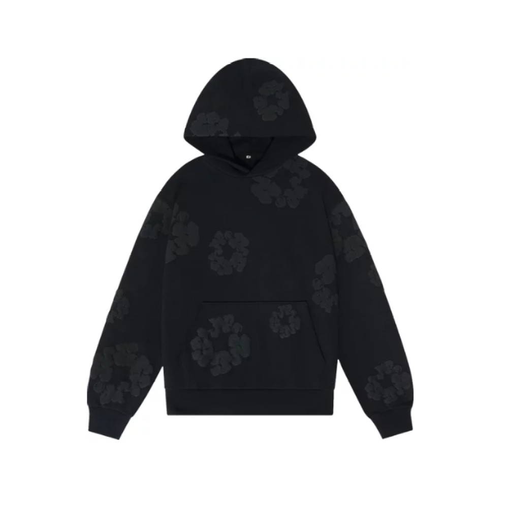 Denim Tears Cotton Wreath Hooded Sweatshirt 'Black Monochrome'