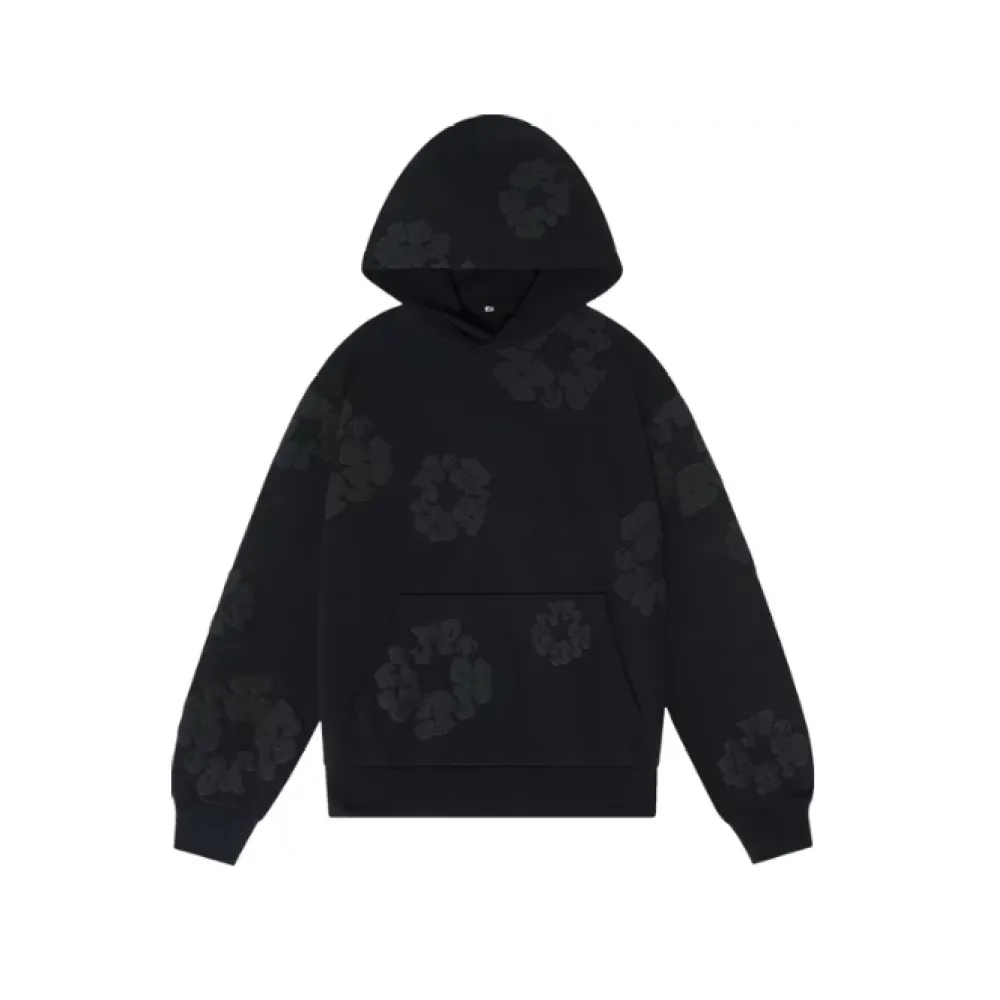 Denim Tears Cotton Wreath Hooded Sweatshirt 'Black Monochrome'