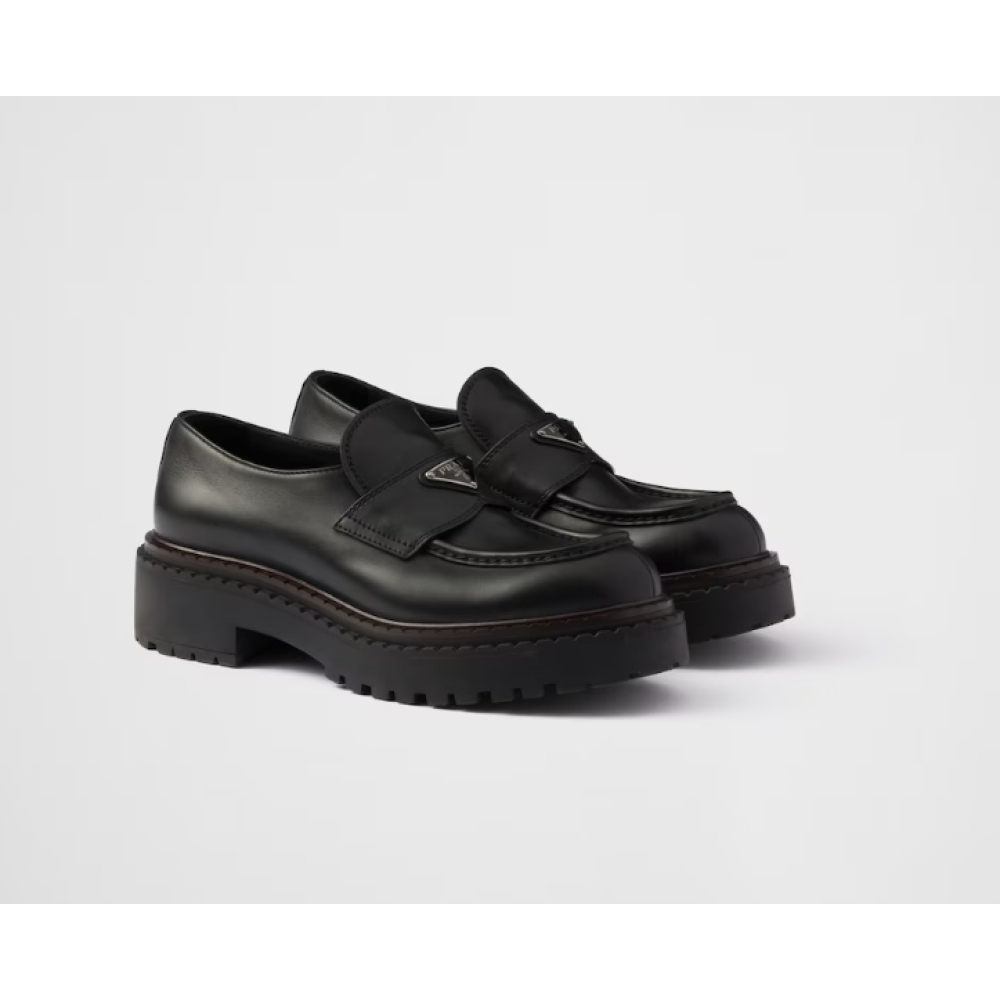 Prada Double Chocolate leather loafers