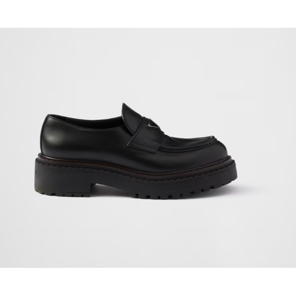 Prada Double Chocolate leather loafers