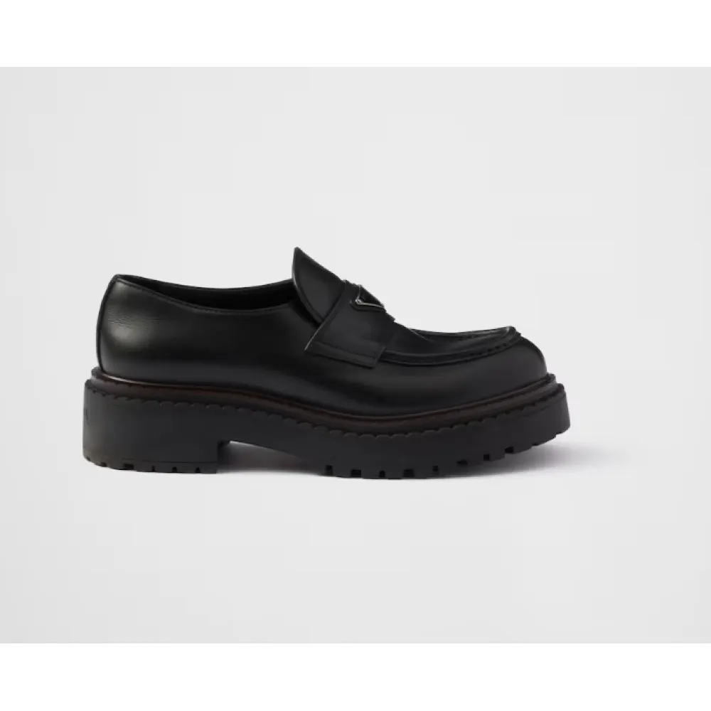 Prada Double Chocolate leather loafers
