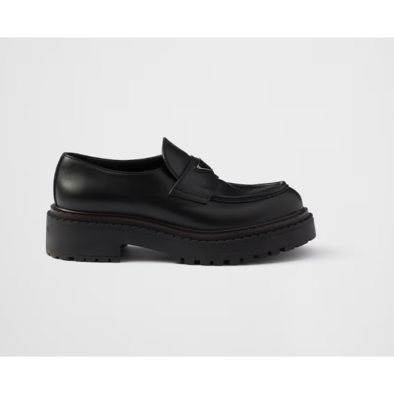 Prada Double Chocolate leather loafers