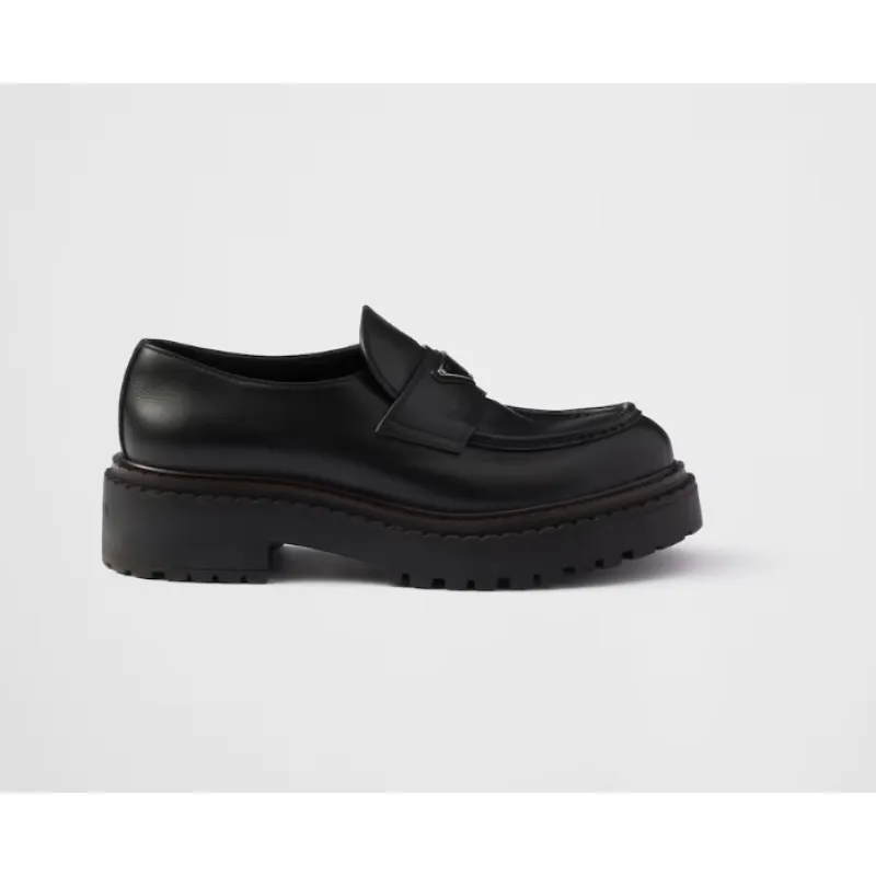 Prada Double Chocolate leather loafers