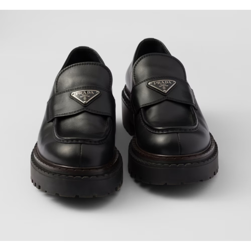 Prada Double Chocolate leather loafers