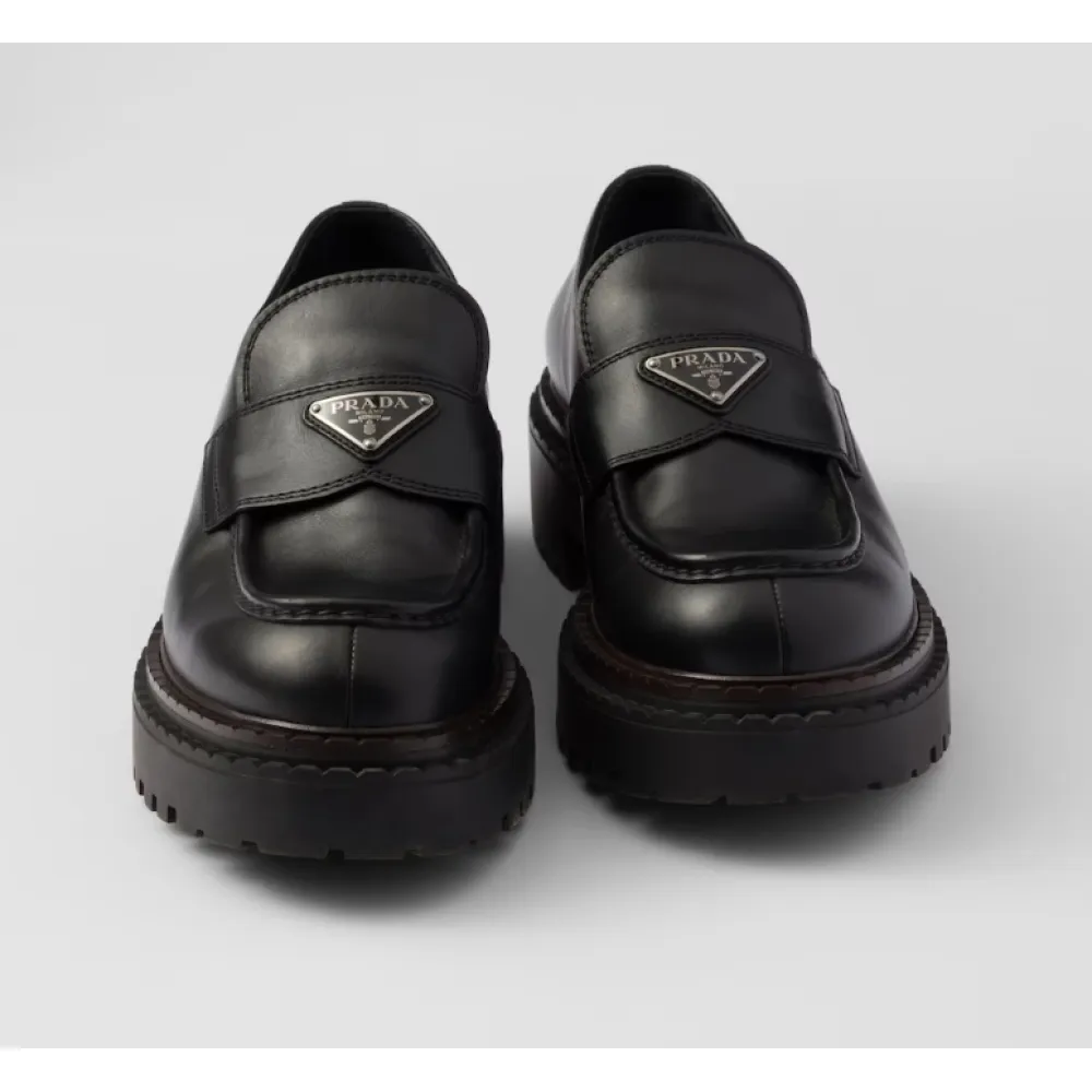 Prada Double Chocolate leather loafers