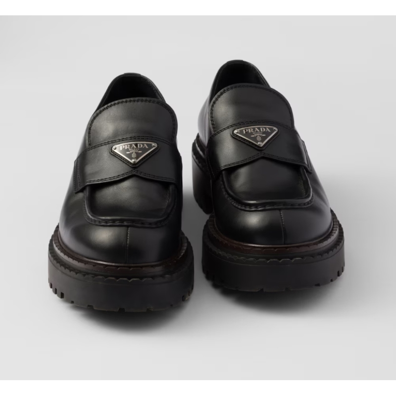 Prada Double Chocolate leather loafers