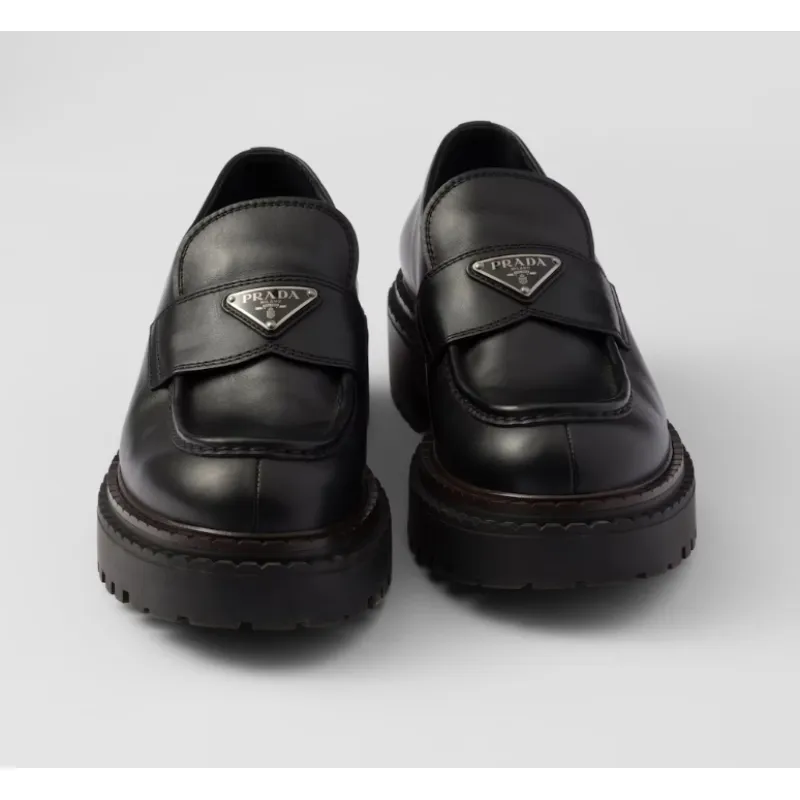 Prada Double Chocolate leather loafers