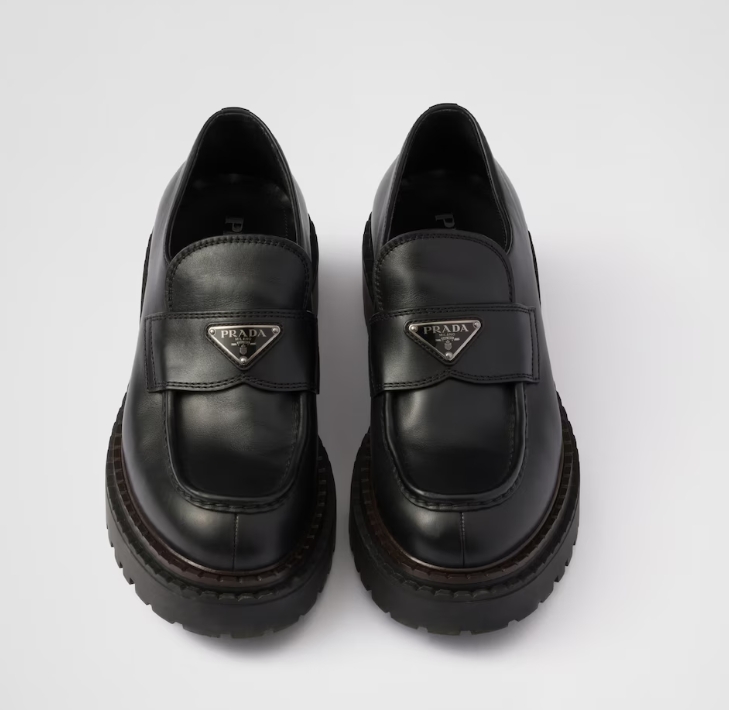 Prada Double Chocolate leather loafers