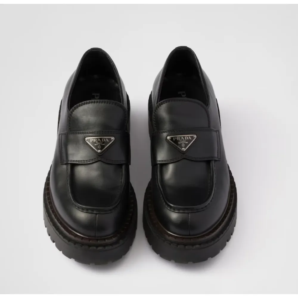 Prada Double Chocolate leather loafers