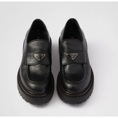 Prada Double Chocolate leather loafers 01