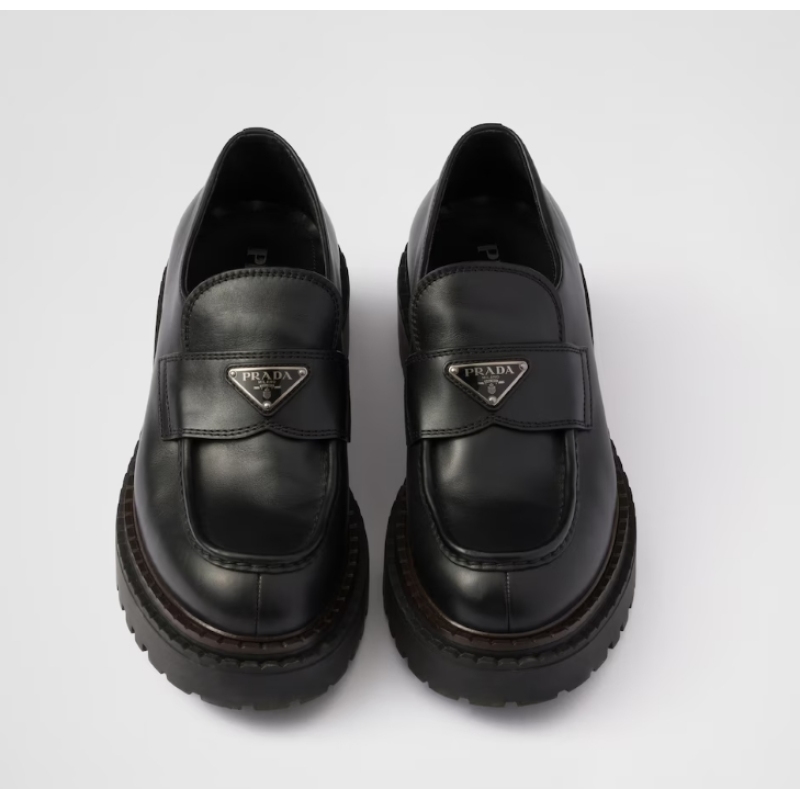 Prada Double Chocolate leather loafers