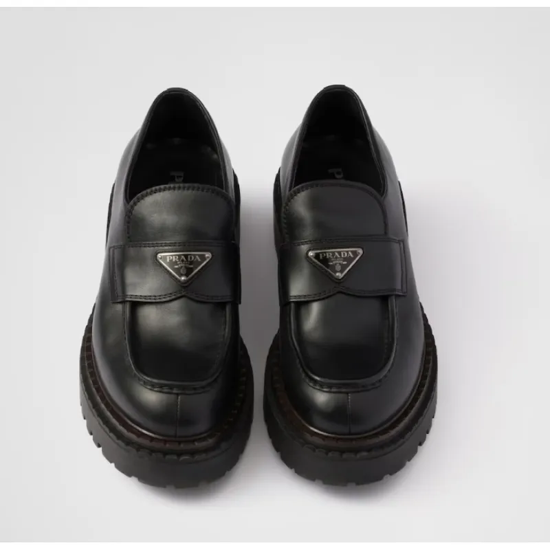 Prada Double Chocolate leather loafers