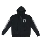 Chrome Hearts Horseshoe Floral Cross-Sleeve Zip Up Hoodie Black/White