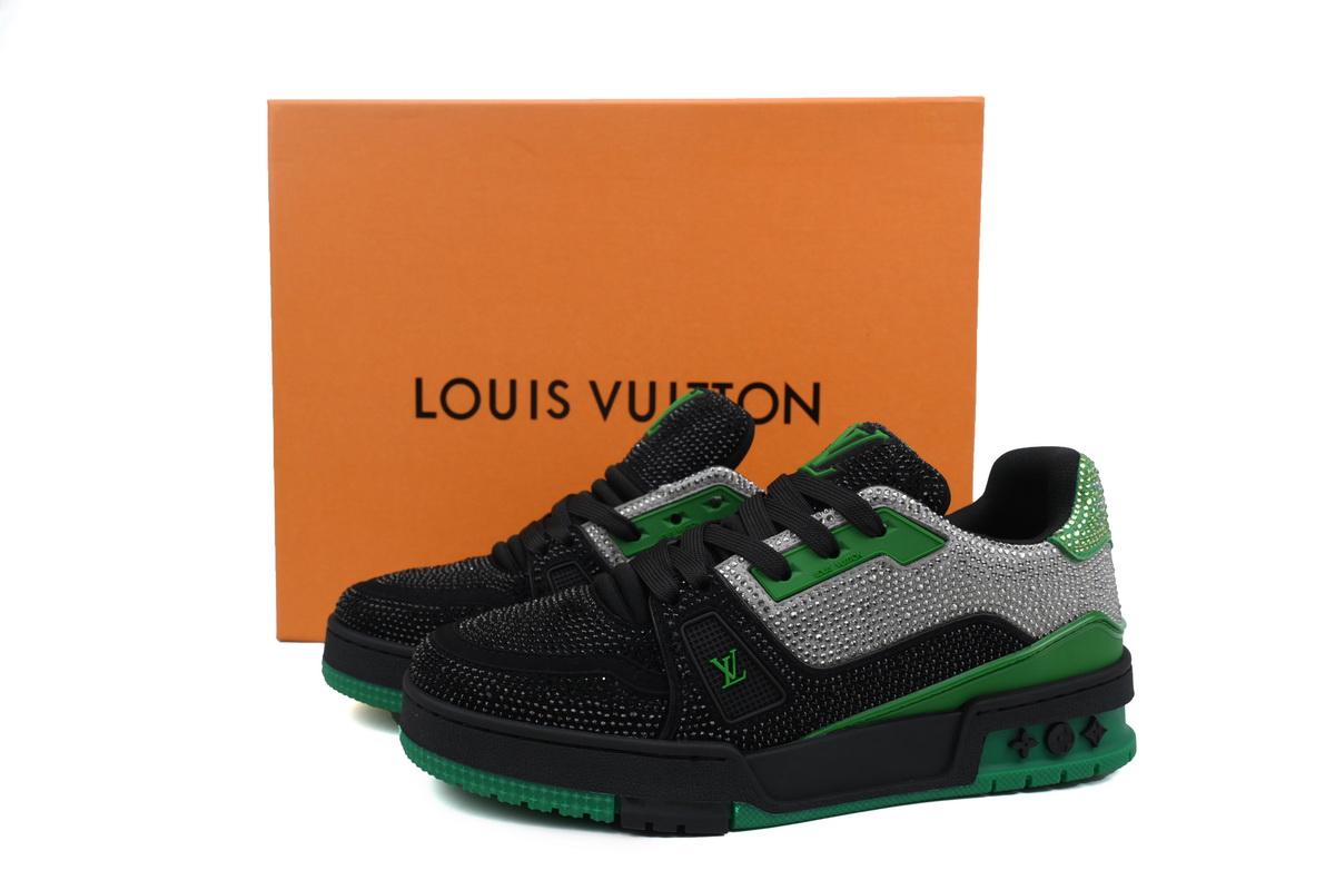 LOUIS VUITTON Trainer Black Green Diamond