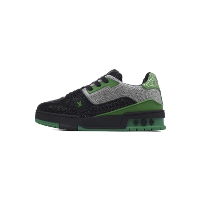 PKGoden LOUIS VUITTON Trainer Black Green Diamond 01