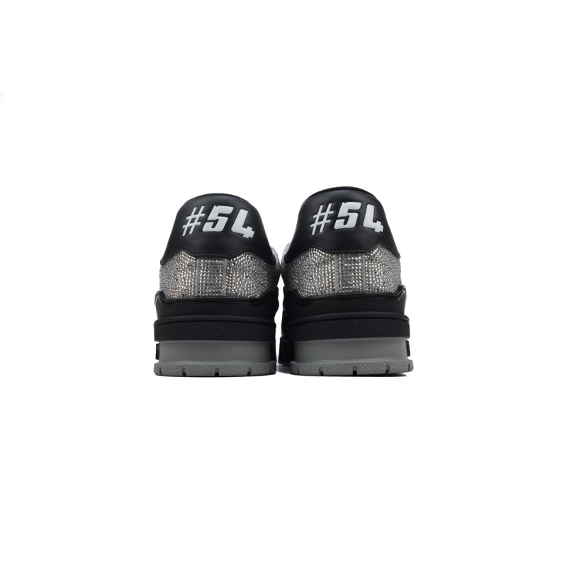 PKGoden LOUIS VUITTON Trainer Black Silver diamond