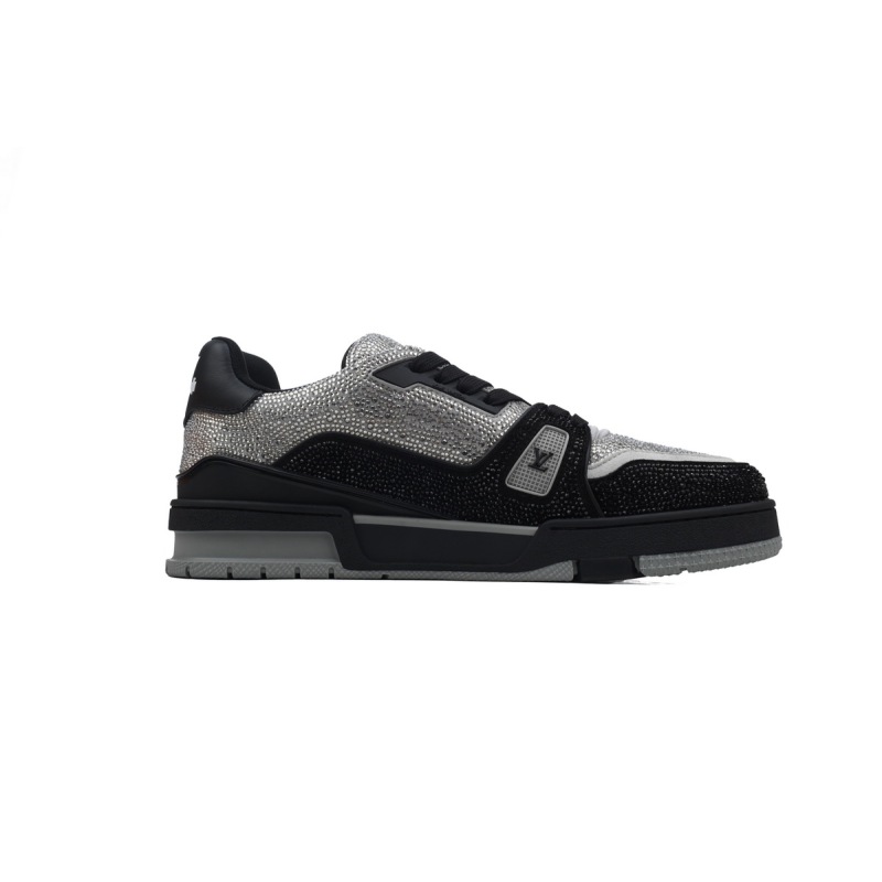 PKGoden LOUIS VUITTON Trainer Black Silver diamond
