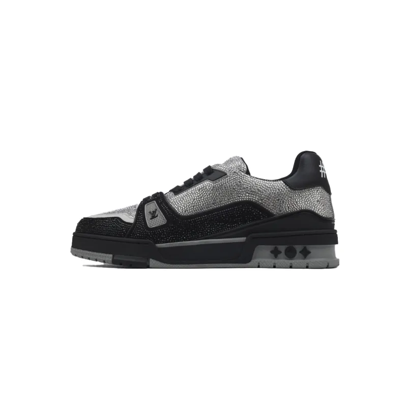 PKGoden LOUIS VUITTON Trainer Black Silver diamond