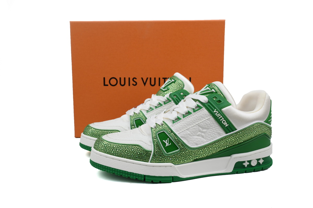 PKGoden LOUIS VUITTON Trainer Green white Diamond