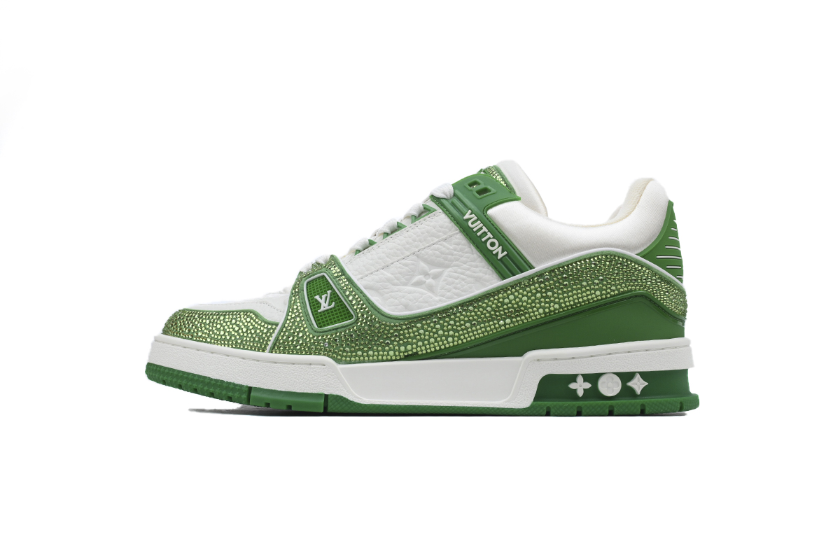 PKGoden LOUIS VUITTON Trainer Green white Diamond