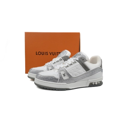 PKGoden LOUIS VUITTON Trainer Grey white Diamond 02