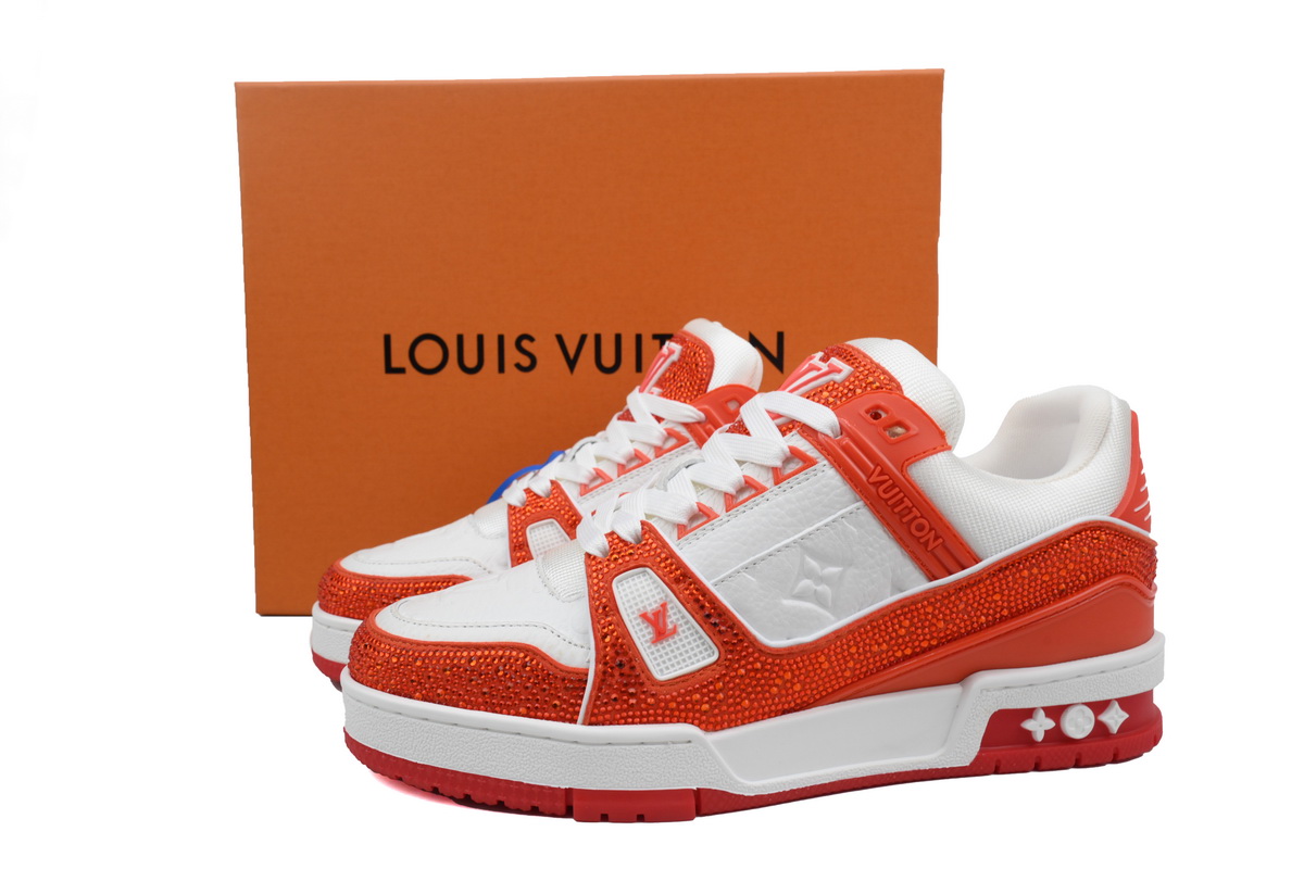 PKGoden LOUIS VUITTON Trainer Orange White diamond