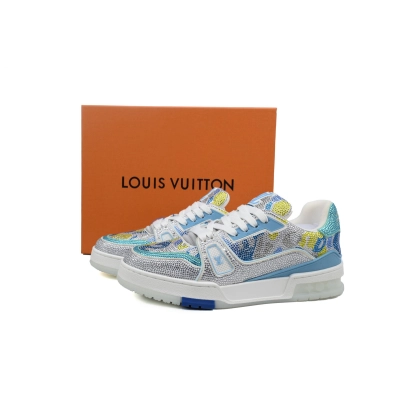 PKGoden LOUIS VUITTON Trainer White Blue Camouflage Diamond 02