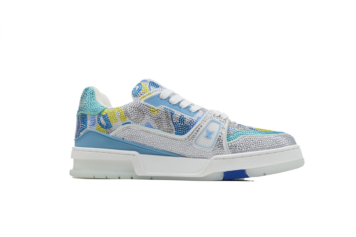 PKGoden LOUIS VUITTON Trainer White Blue Camouflage Diamond